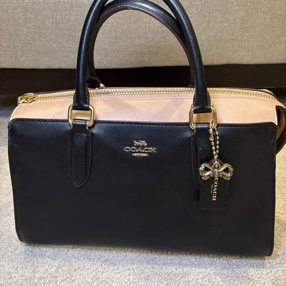 Coach Two-Tone Black and Tan Satchel